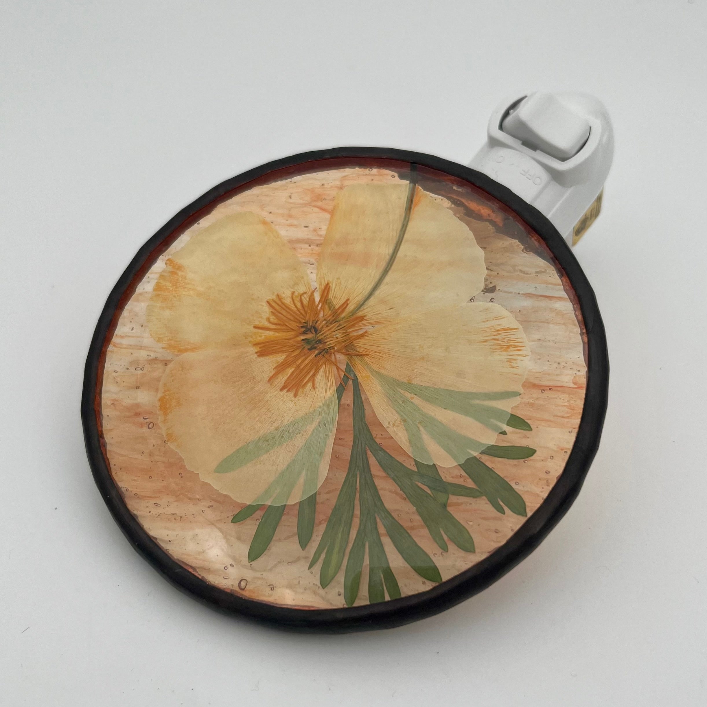 Pearl California Poppy Stained Glass Night Light