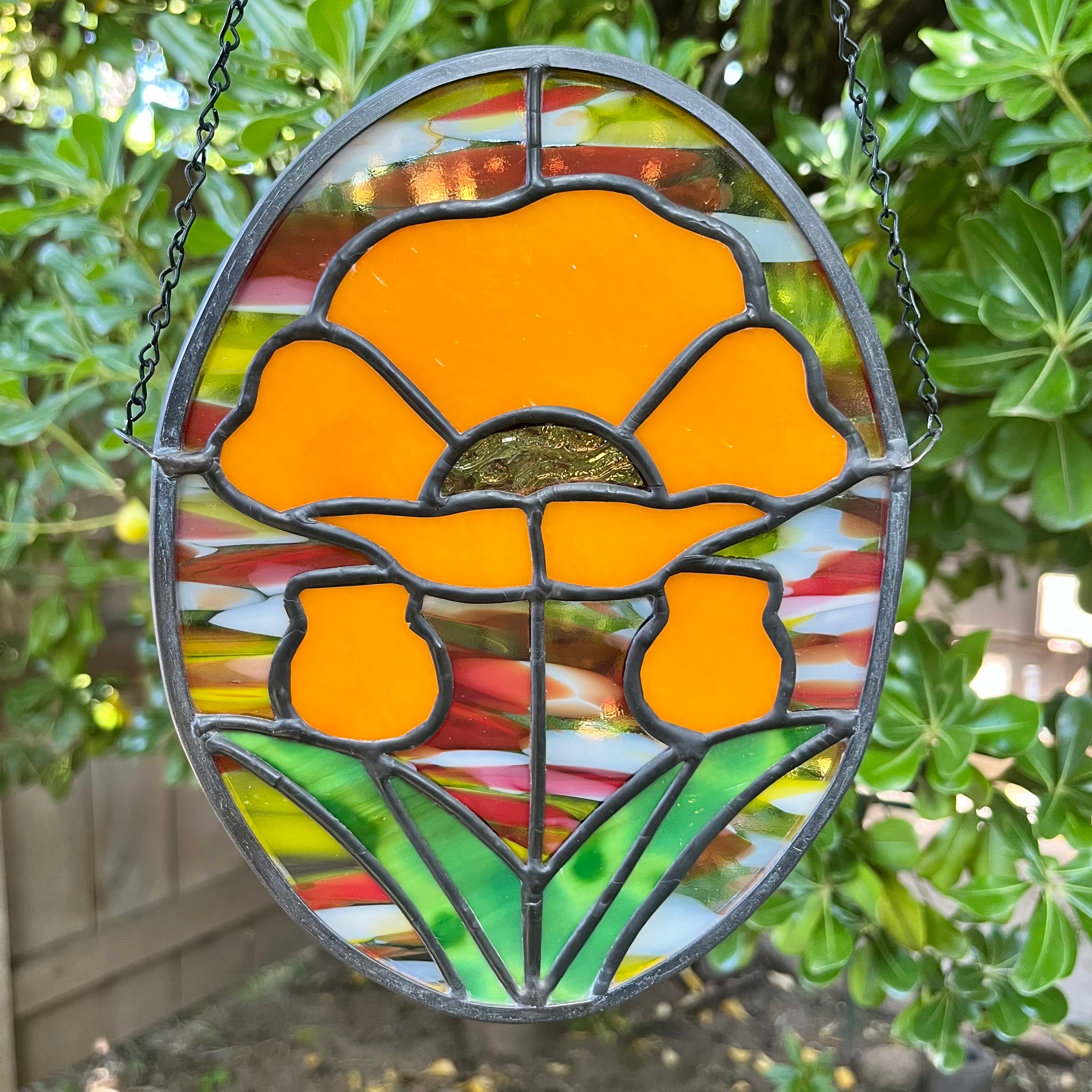 Erica Poppy Stained Glass Sun Catcher